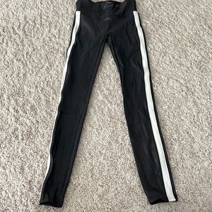 Spanx leggings with white stripe down the side